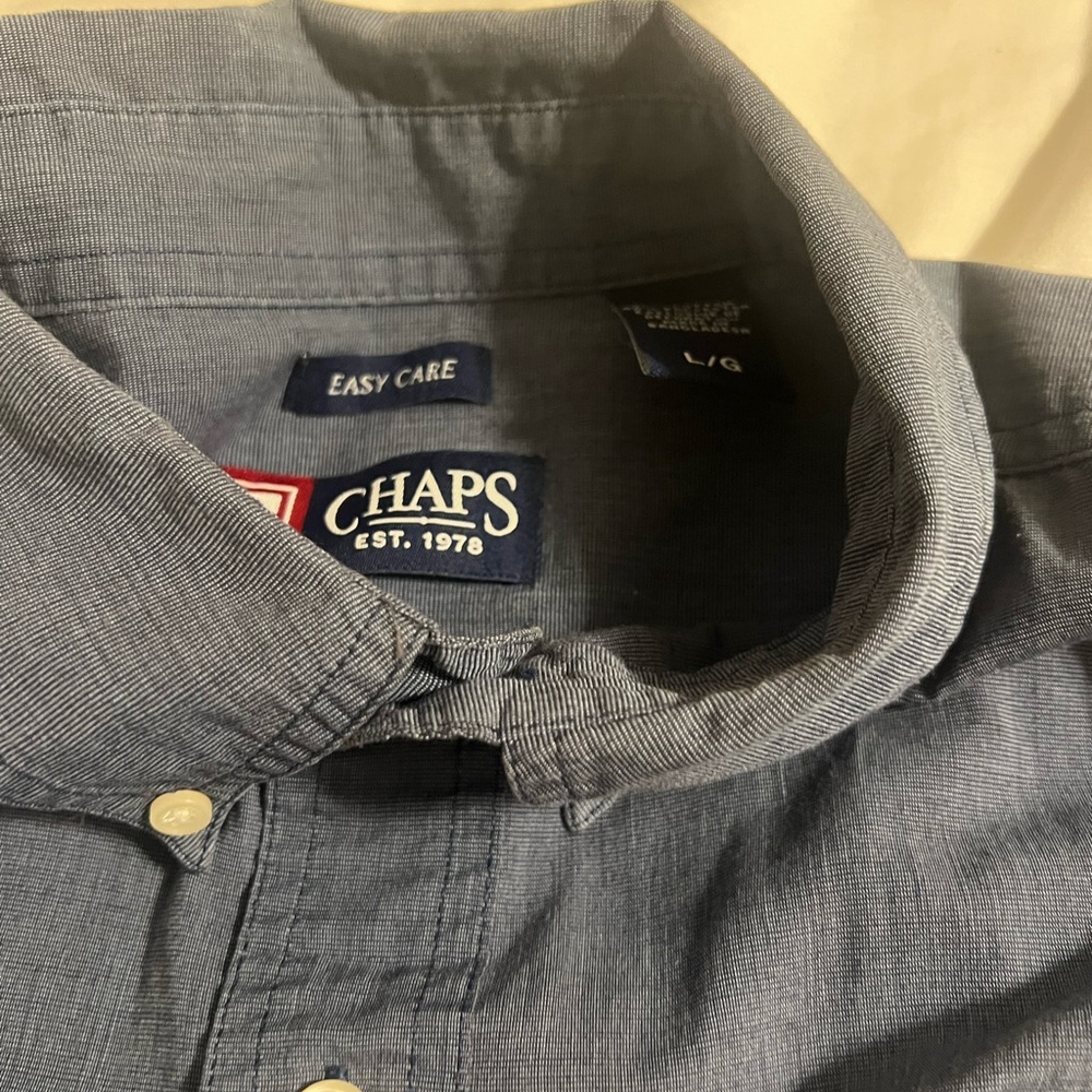 Chaps Blue Casual Button Down Shirt